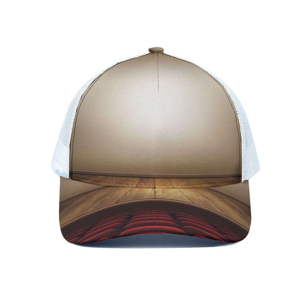 Theater Stage Print White Mesh Trucker Cap