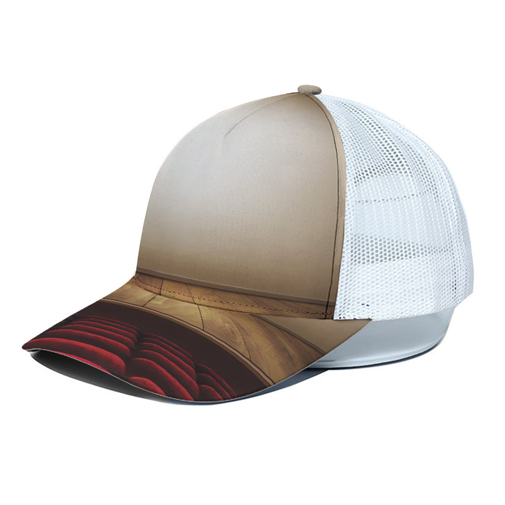 Theater Stage Print White Mesh Trucker Cap