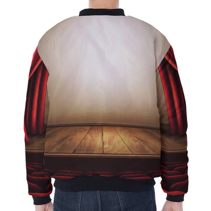Theater Stage Print Zip Sleeve Bomber Jacket