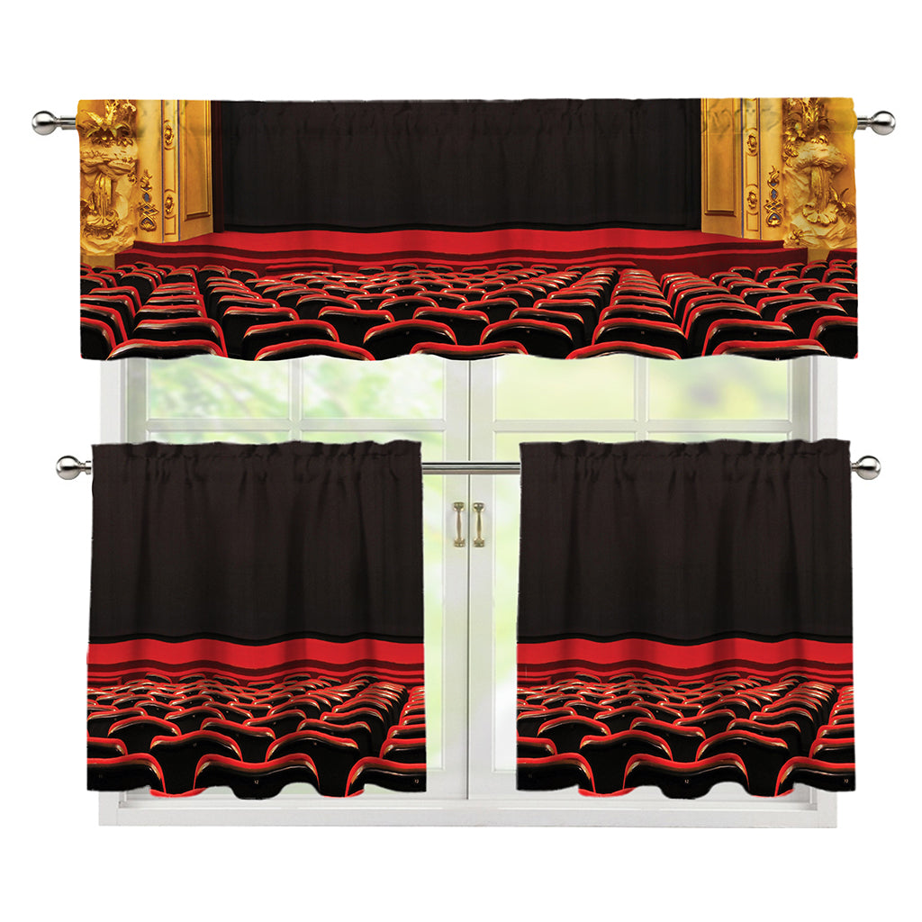 Theatre Stage Print 3 Piece Kitchen Curtains