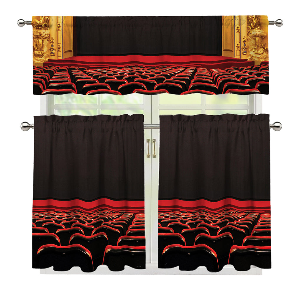 Theatre Stage Print 3 Piece Kitchen Curtains