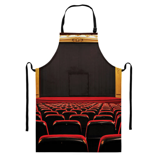 Theatre Stage Print Bib Apron With Pocket