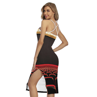 Theatre Stage Print Cross Back Cami Dress