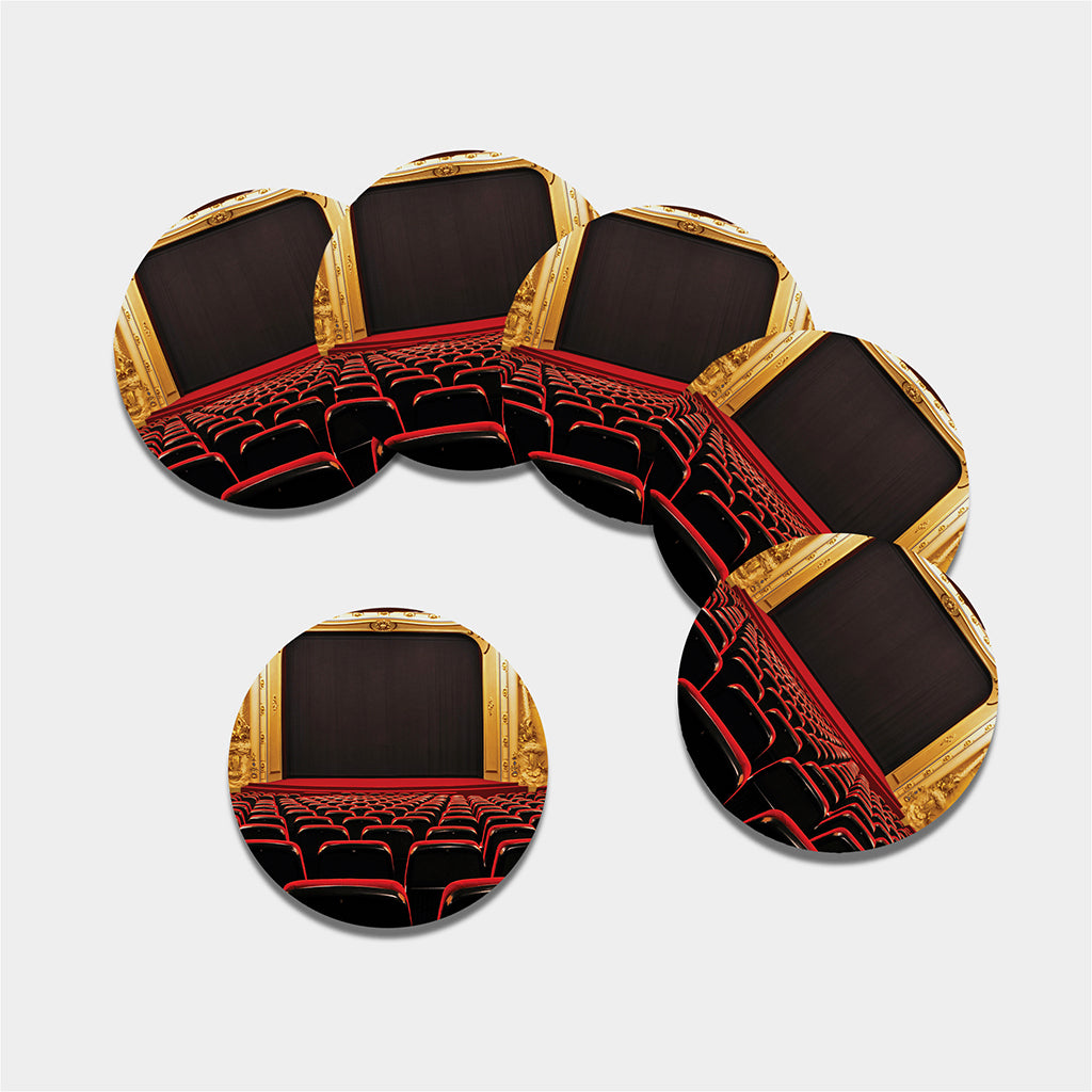 Theatre Stage Print Leather Coaster Set
