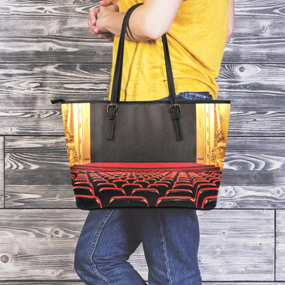 Theatre Stage Print Leather Tote Bag
