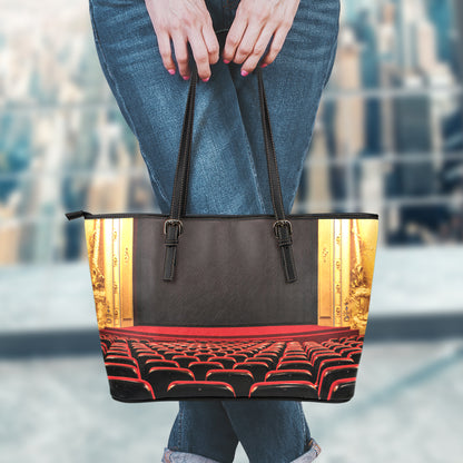 Theatre Stage Print Leather Tote Bag