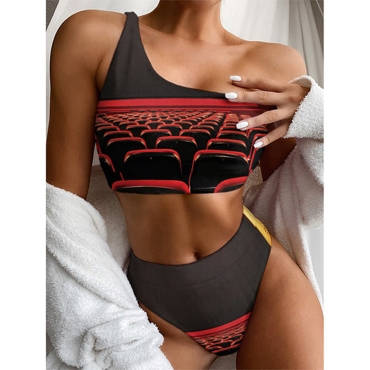Theatre Stage Print One Shoulder Bikini Top