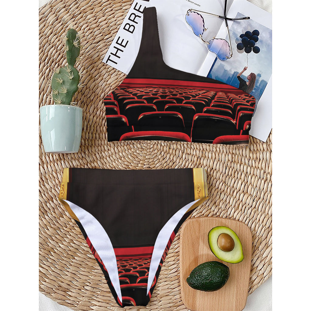 Theatre Stage Print One Shoulder Bikini Top