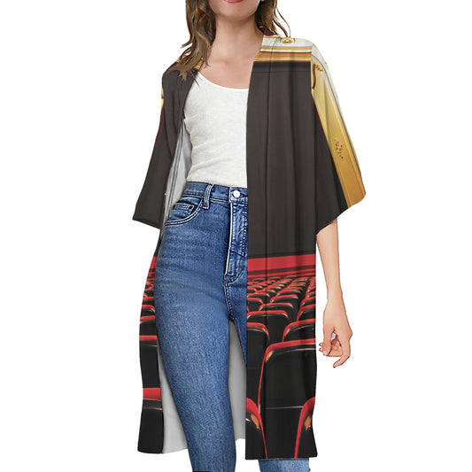 Theatre Stage Print Open Front Beach Cover Up