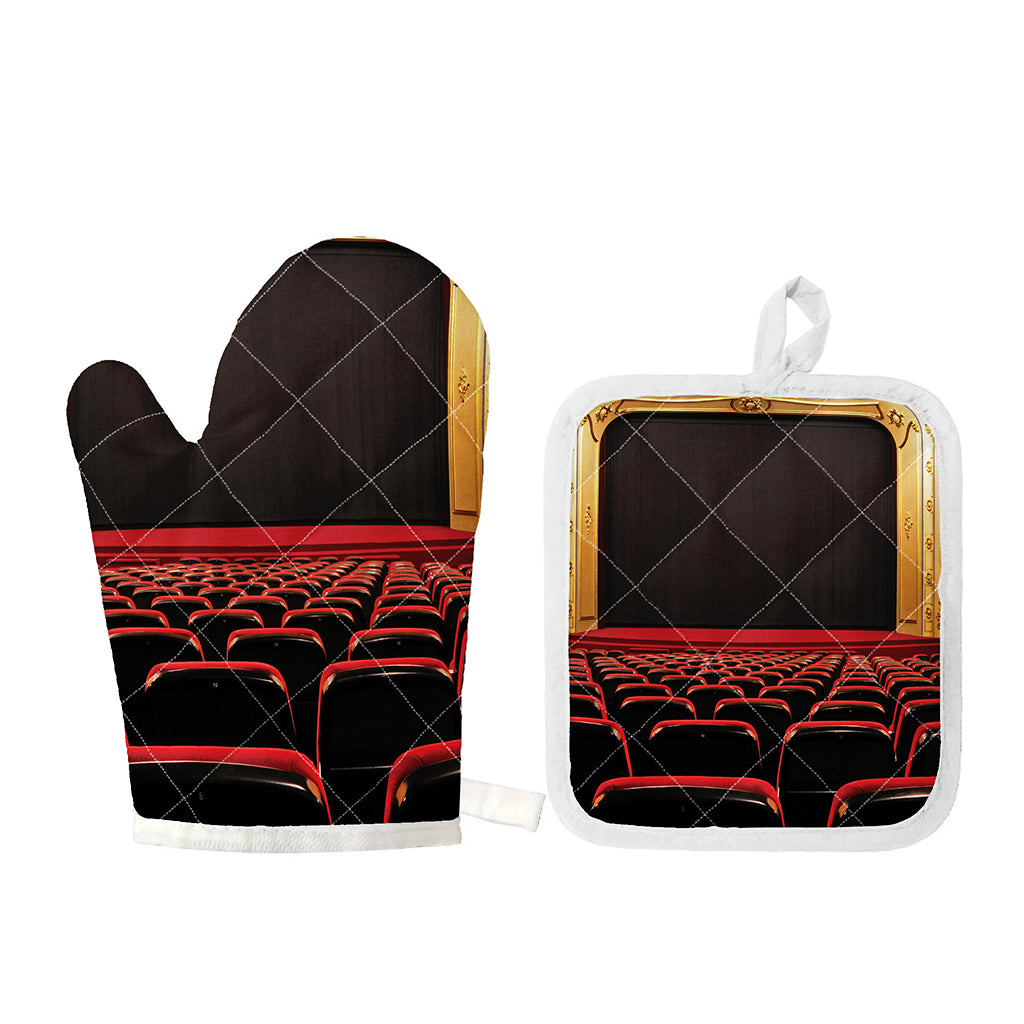 Theatre Stage Print Oven Mitt And Pot Holder Set