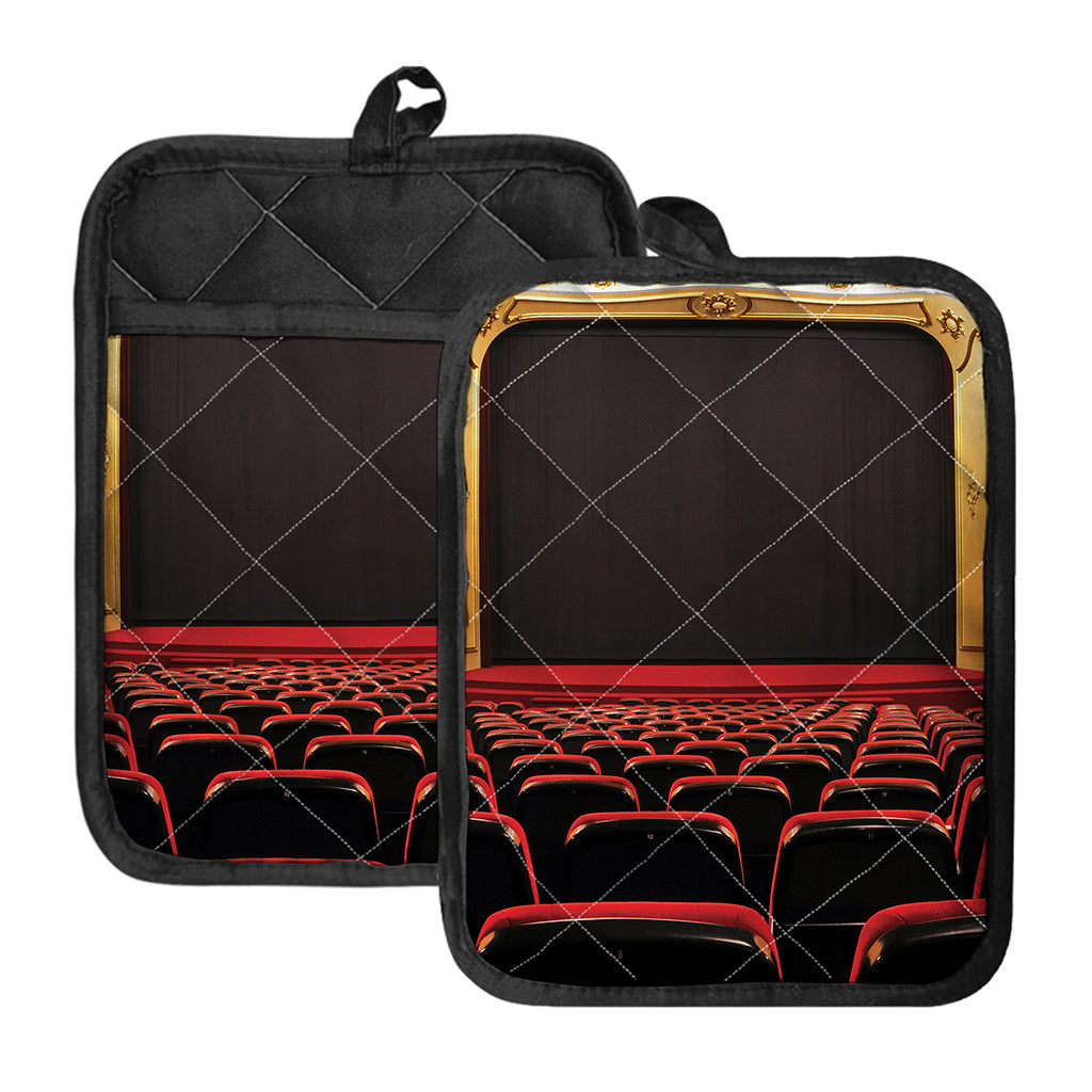 Theatre Stage Print Pot Holders With Pocket