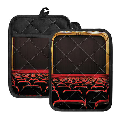 Theatre Stage Print Pot Holders With Pocket