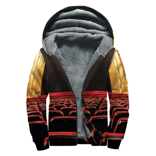 Theatre Stage Print Sherpa Lined Zip Up Hoodie