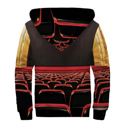 Theatre Stage Print Sherpa Lined Zip Up Hoodie