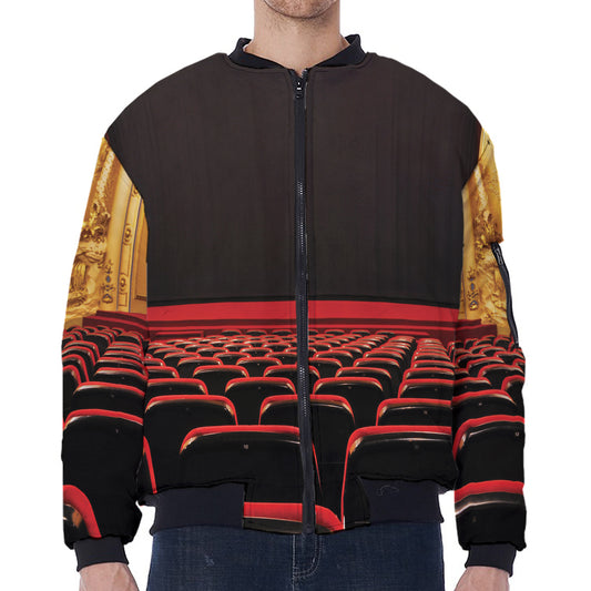 Theatre Stage Print Zip Sleeve Bomber Jacket