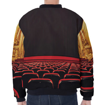 Theatre Stage Print Zip Sleeve Bomber Jacket