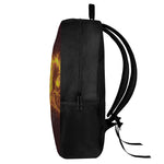 Three Flaming Skull Print 17 Inch Backpack