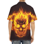 Three Flaming Skull Print Aloha Shirt