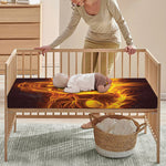 Three Flaming Skull Print Baby Crib Sheet