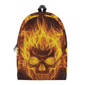 Three Flaming Skull Print School Backpack