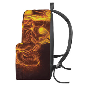 Three Flaming Skull Print Backpack