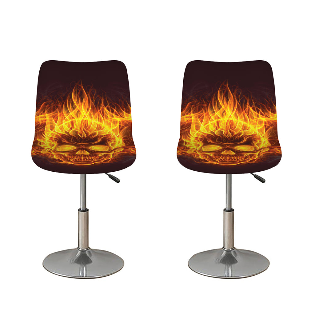Three Flaming Skull Print Bar Stool Covers