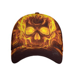 Three Flaming Skull Print Baseball Cap