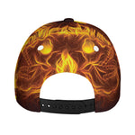 Three Flaming Skull Print Baseball Cap