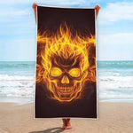 Three Flaming Skull Print Beach Towel