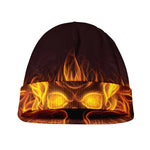 Three Flaming Skull Print Beanie