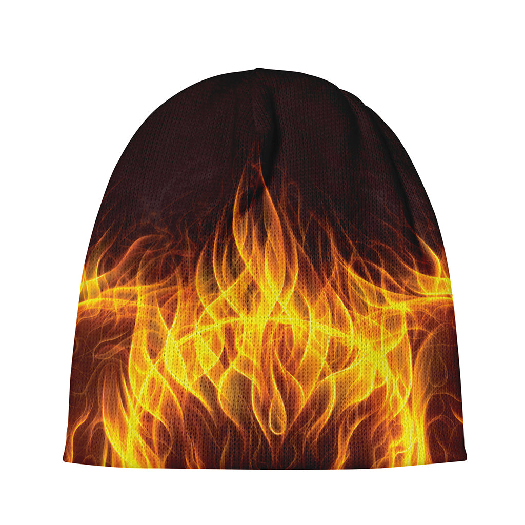 Three Flaming Skull Print Beanie