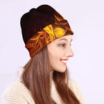 Three Flaming Skull Print Beanie