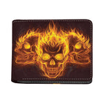 Three Flaming Skull Print Bifold Wallet