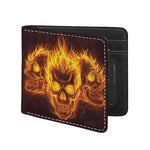 Three Flaming Skull Print Bifold Wallet