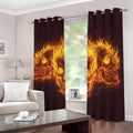 Three Flaming Skull Print Dimout Grommet Curtains