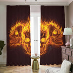 Three Flaming Skull Print Blackout Pencil Pleat Curtains