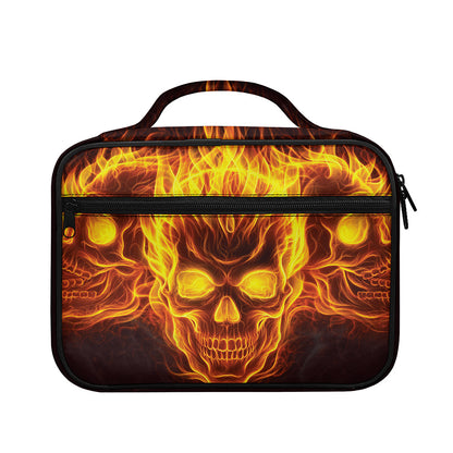 Three Flaming Skull Print Briefcase Bible Bag