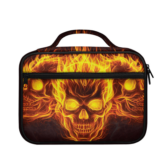 Three Flaming Skull Print Briefcase Bible Bag