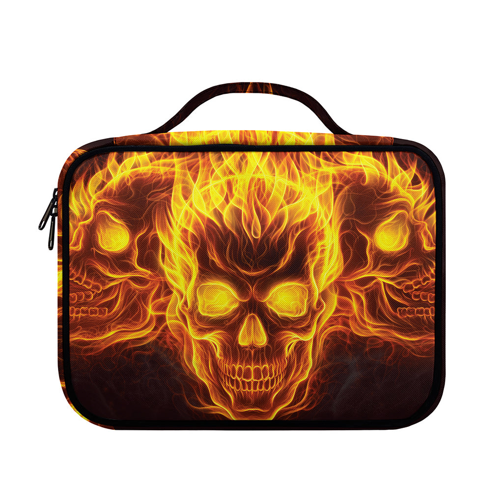 Three Flaming Skull Print Briefcase Bible Bag