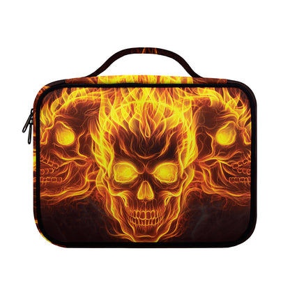 Three Flaming Skull Print Briefcase Bible Bag