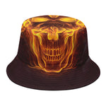 Three Flaming Skull Print Bucket Hat