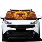 Three Flaming Skull Print Car Windshield Snow Cover