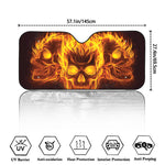 Three Flaming Skull Print Car Windshield Sun Shade