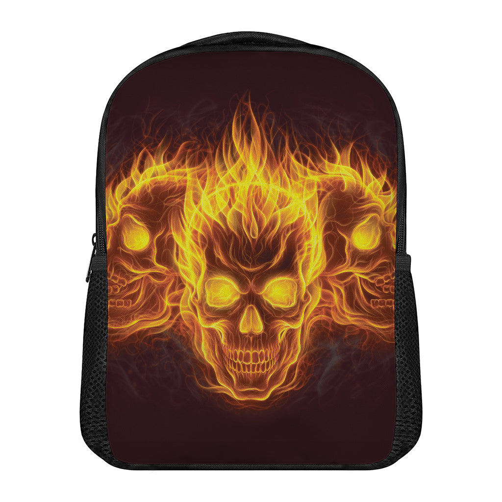 Three Flaming Skull Print Casual Backpack