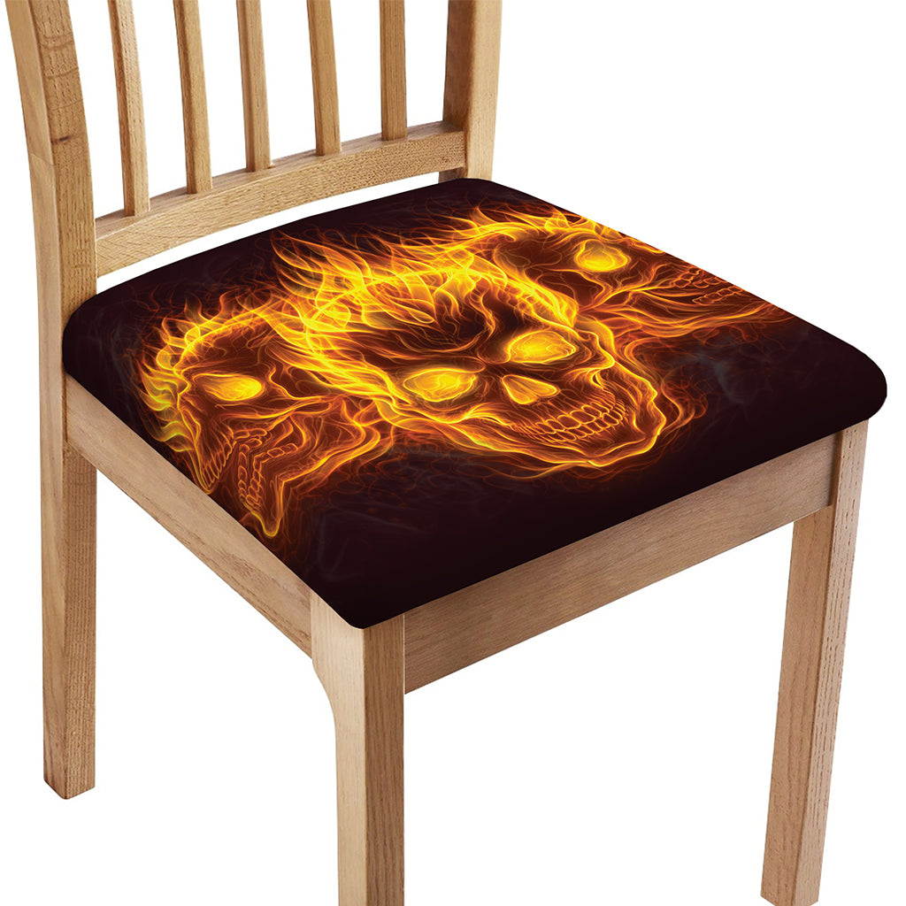 Three Flaming Skull Print Chair Cushion Cover