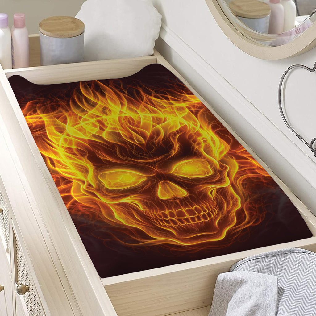 Three Flaming Skull Print Changing Pad Cover