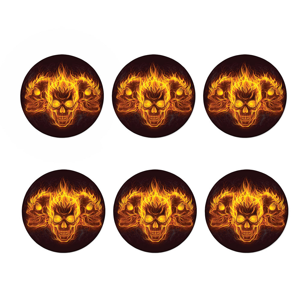 Three Flaming Skull Print Coaster Set