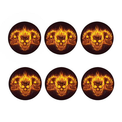 Three Flaming Skull Print Coaster Set