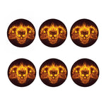 Three Flaming Skull Print Coaster Set