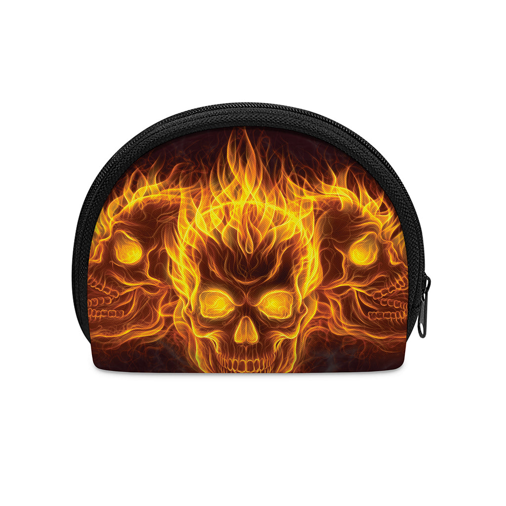 Three Flaming Skull Print Coin Purse
